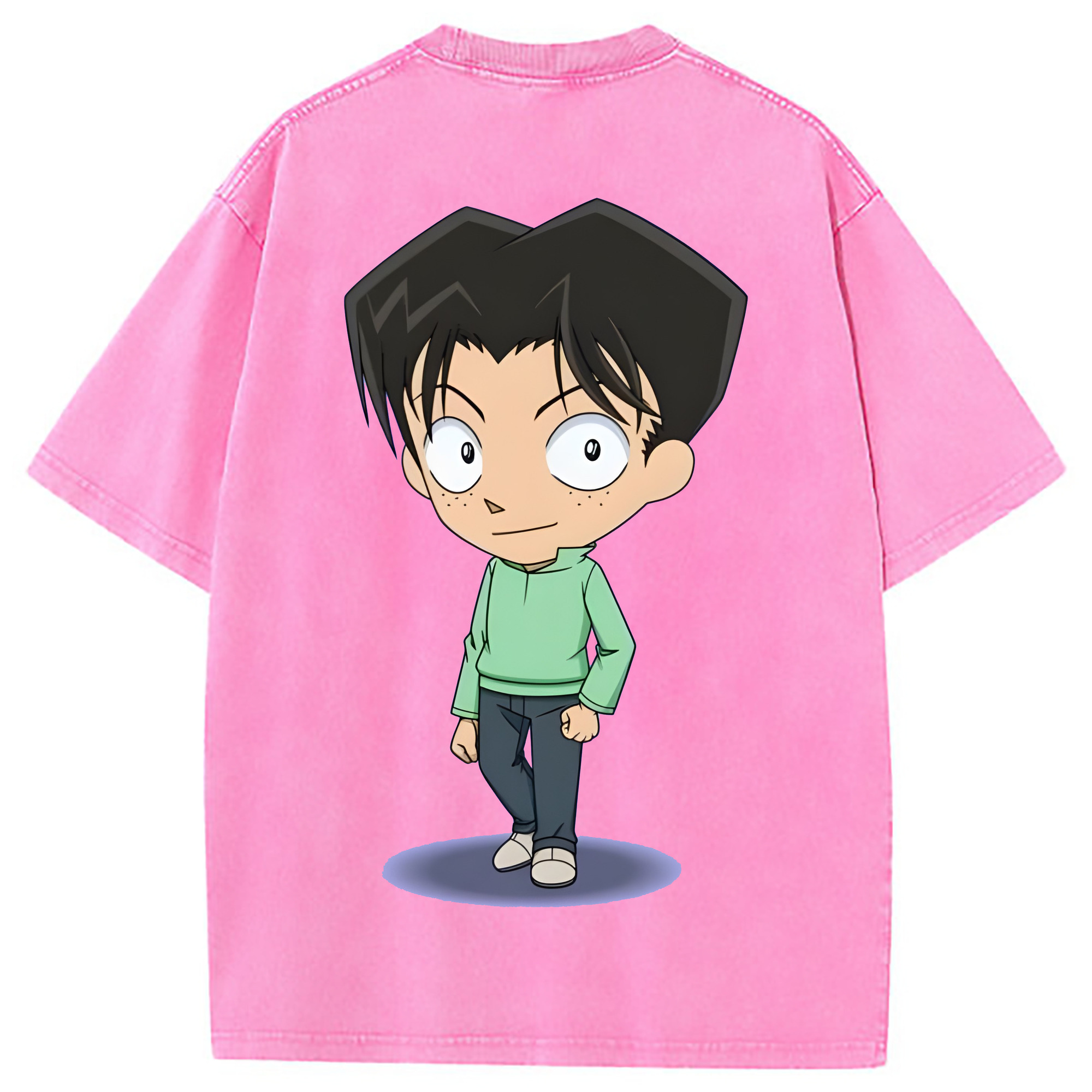 （画像用） 名探偵コナン 円谷 光彦 つぶらや みつひこ Detective Conan Mitch Tennyson 綿100% ヴィンテージ風 半袖Tシャツ（背面プリント）
